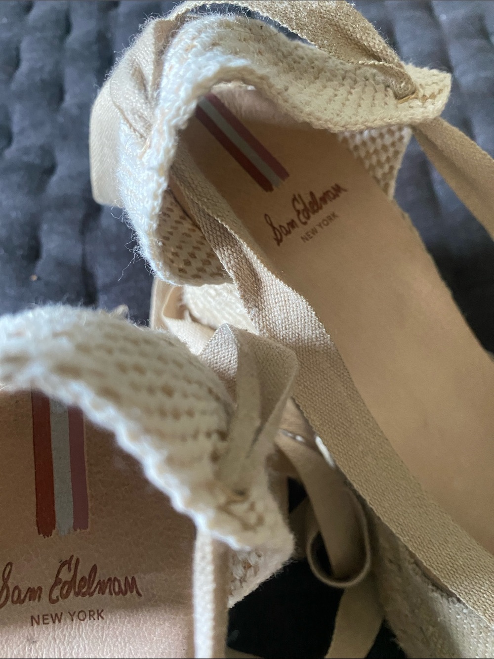 Sam Edelman Beige Espadrille Wedge Sandals with Ankle Wrap - Picture 4 of 4